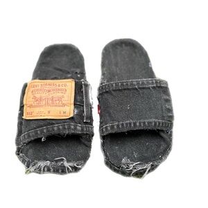 Vintage denim Levi slides made by me also all for sale on my instagram